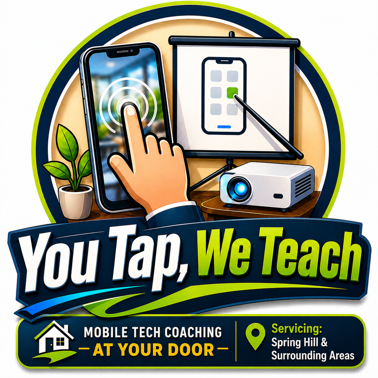 You Tap, We Teach mobile tech coaching logo